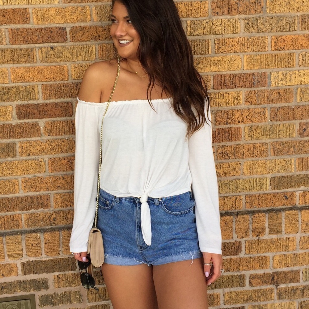 Off the shoulder white top